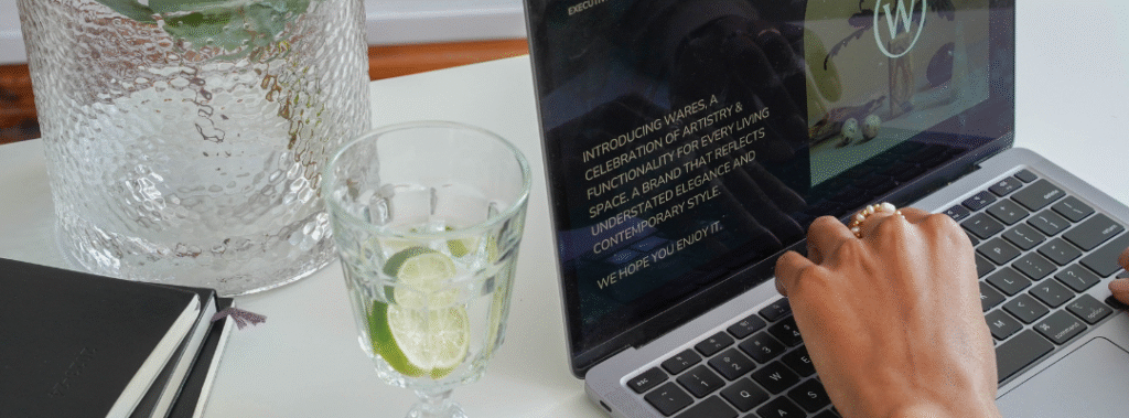 Designer reviewing typography and color palette, building a brand style guide.