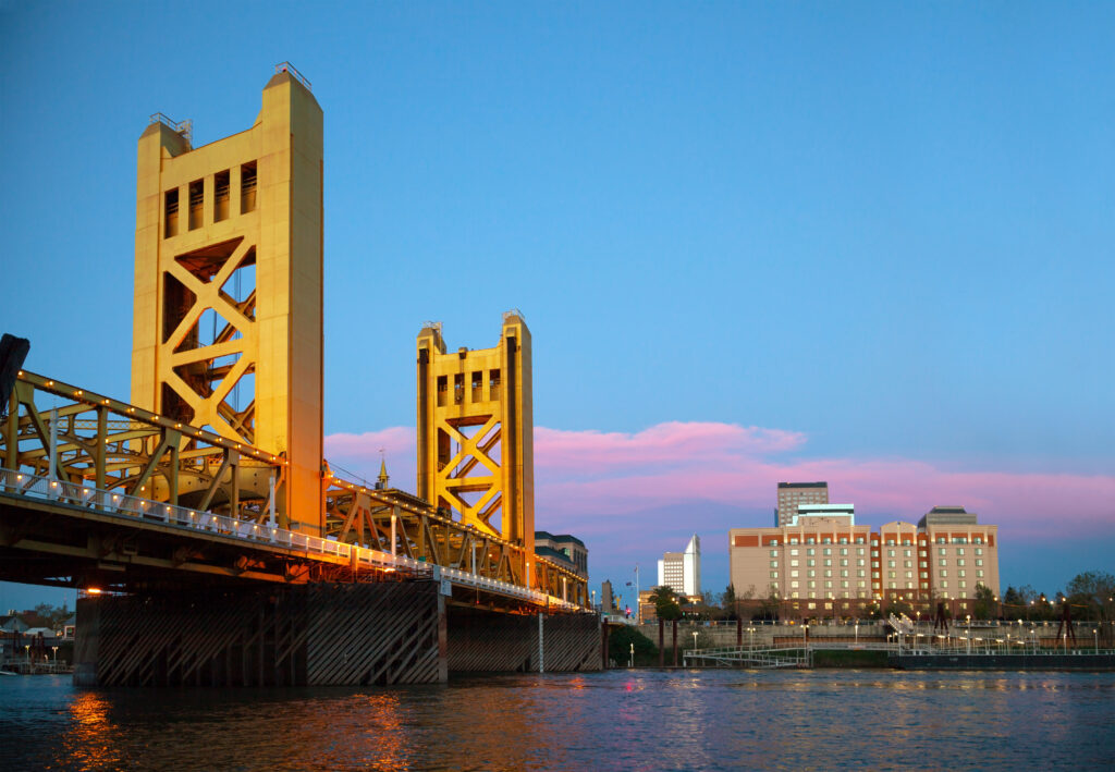 Tower Bridge in Sacramento, representing graphic design Sacramento services.