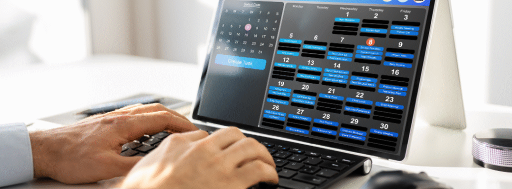 A designer working on creating an effective content calendar.