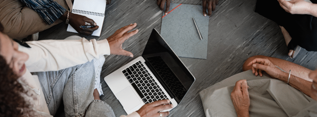 A business owner putting together testimonials, emphasizing the power of case studies.