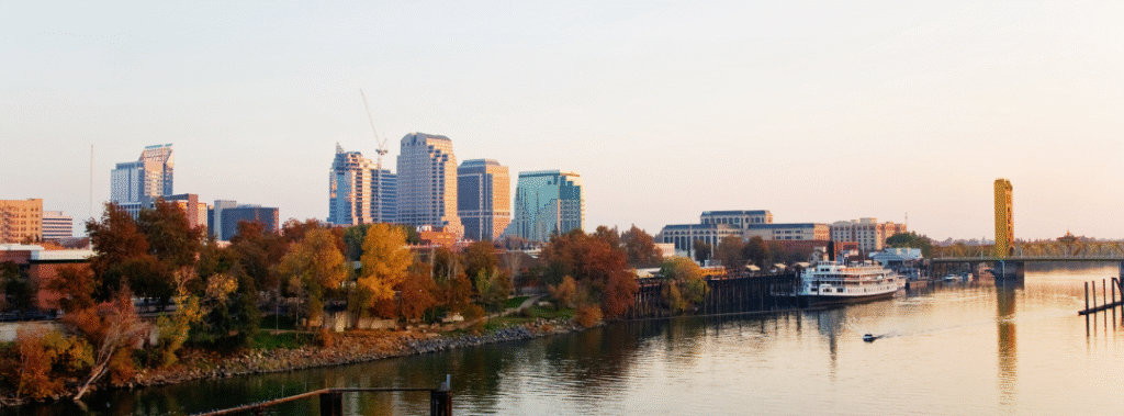 Sacramento skyline, illustrating how local businesses can boost quality and consistency with Sacramento content systems.