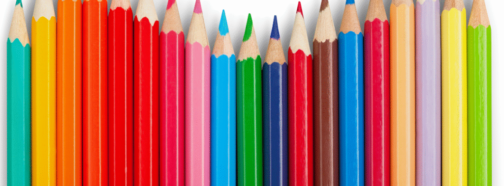 A group of colored pencils, illustrating psychology of color in branding.